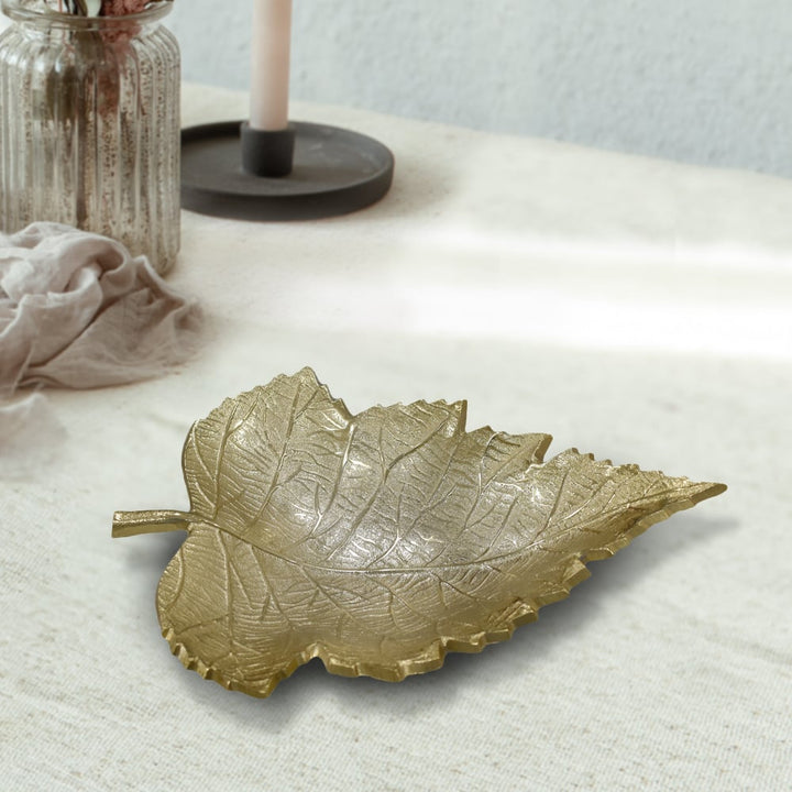 BBH Homes Aluminum Tray Leaf Shape 5.23x3.93 Handcrafted Novelty Design BBVK061AB2020 Image 1