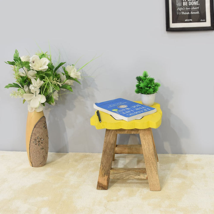 BBH Homes Mango Wood Stool 14x14x12 Inch Handmade Kids Stool BBRSST0002 Image 1