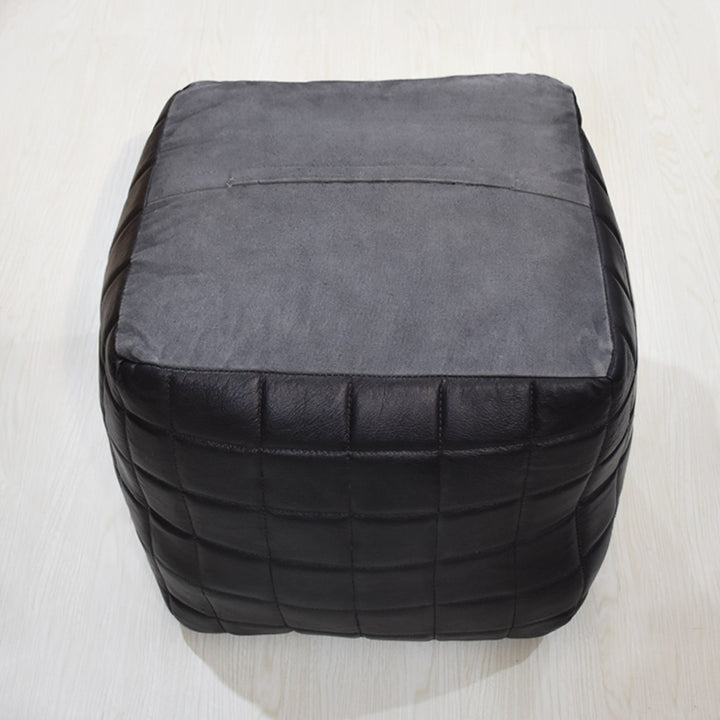 BBH Homes Handmade Black Leather Pouf Ottomans Square Goat Leather BBBACPF0023 Image 6