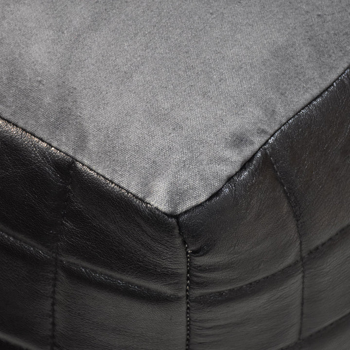 BBH Homes Handmade Black Leather Pouf Ottomans Square Goat Leather BBBACPF0023 Image 8