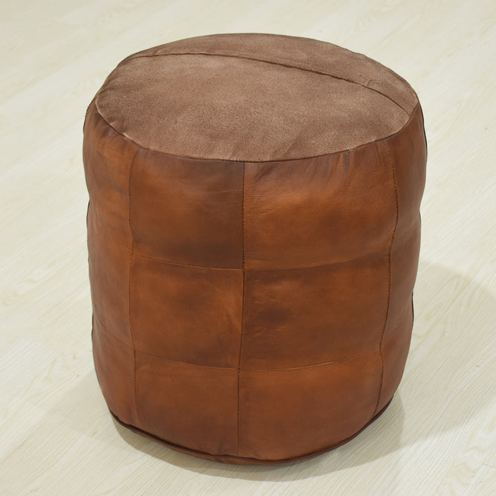 BBH Homes Handmade Cogc Round Shaped Leather Pouf Ottomans BBBACPF0039 Image 8