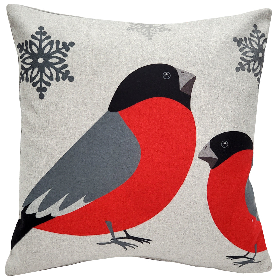 Winter Finch Christmas Pillow Gray Polyester Felt with Polyfill Insert 18x18 Image 1