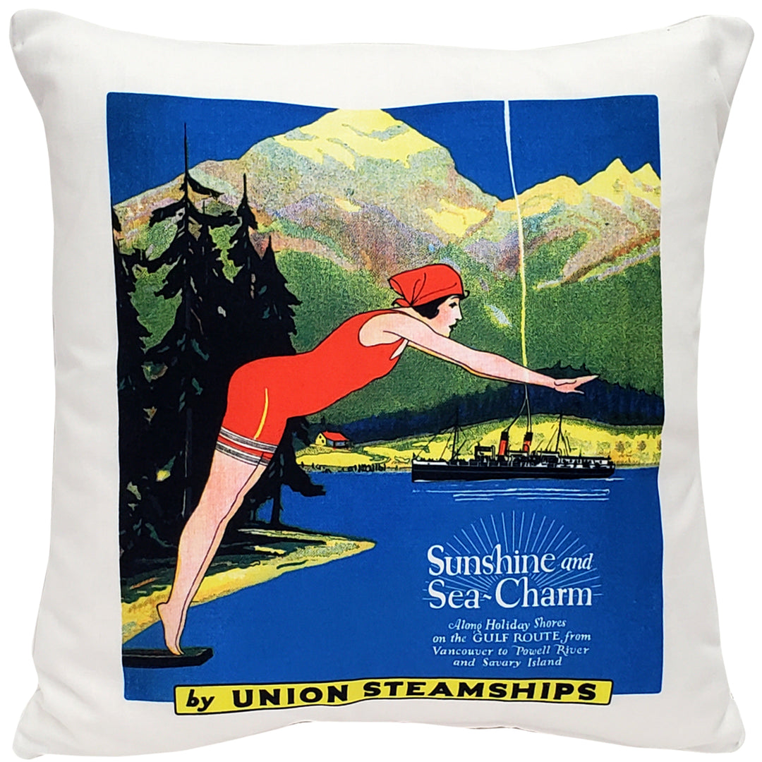 Union Steamship Throw Pillow 20x20 Polyfill Insert Poly-Linen Fabric Sea Charm Image 1