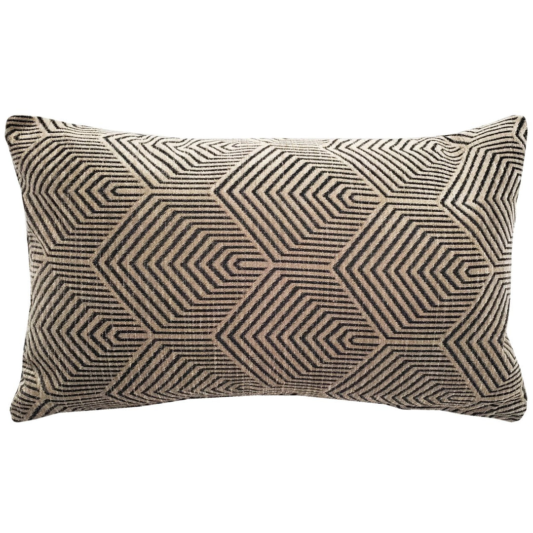 Sahara Taupe Textured Throw Pillow 12x20 Polyfill Insert Geometric Pattern Image 1