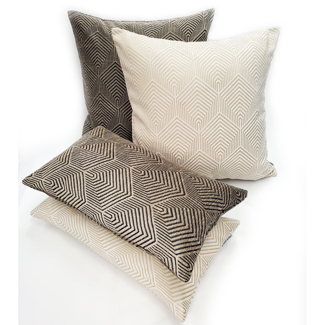 Sahara Taupe Textured Throw Pillow 12x20 Polyfill Insert Geometric Pattern Image 3