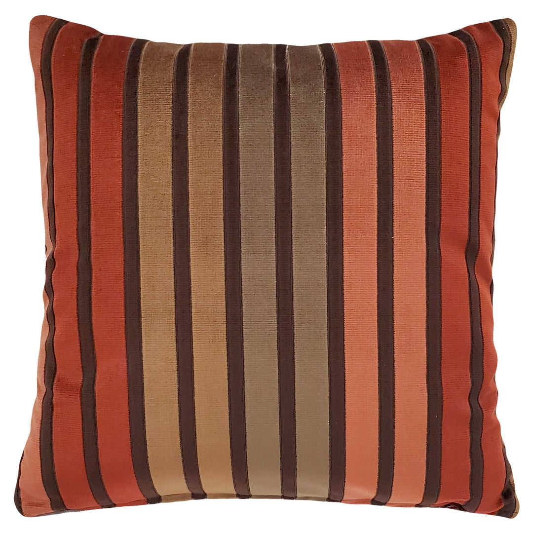 Canyon Stripes Textured Velvet Throw Pillow 20x20 Earth Tones Polyfill Insert Image 1