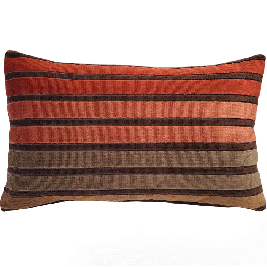 Canyon Stripes Textured Velvet Throw Pillow 12x20, with Polyfill Insert Image 1