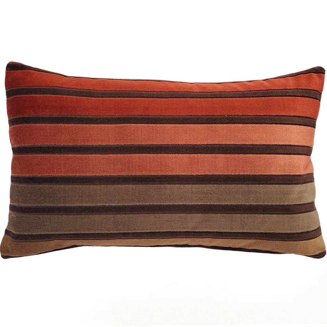 Canyon Stripes Textured Velvet Throw Pillow 12x20 Polyfill Insert Earth Tones Image 1