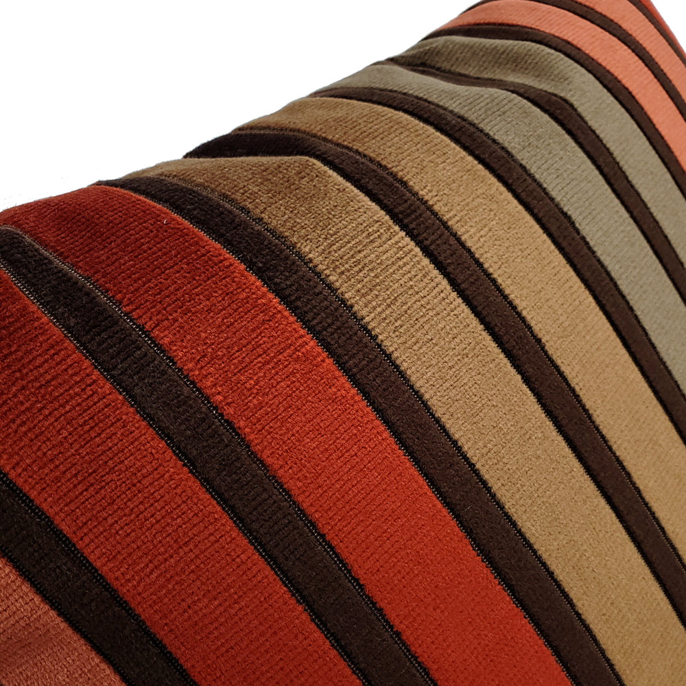 Canyon Stripes Textured Velvet Throw Pillow 20x20 Earth Tones Polyfill Insert Image 2