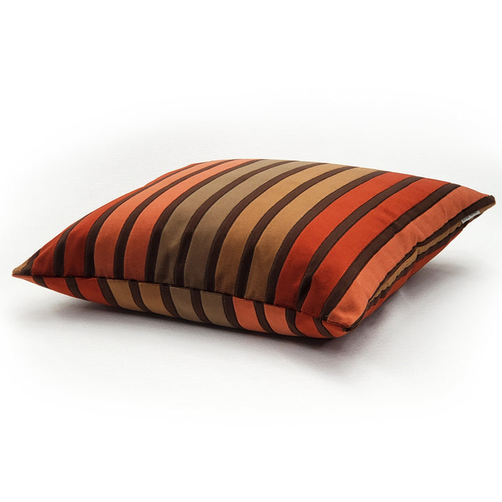 Canyon Stripes Textured Velvet Throw Pillow 20x20 Earth Tones Polyfill Insert Image 3