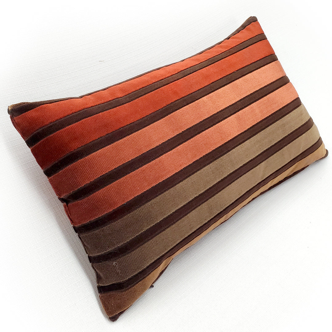 Canyon Stripes Textured Velvet Throw Pillow 12x20 Polyfill Insert Earth Tones Image 3