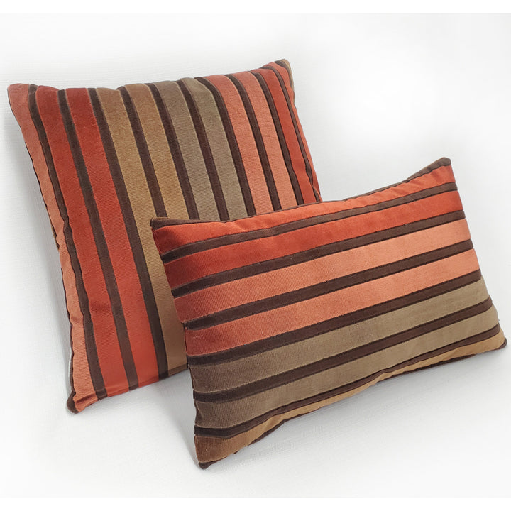 Canyon Stripes Textured Velvet Throw Pillow 12x20 Polyfill Insert Earth Tones Image 4