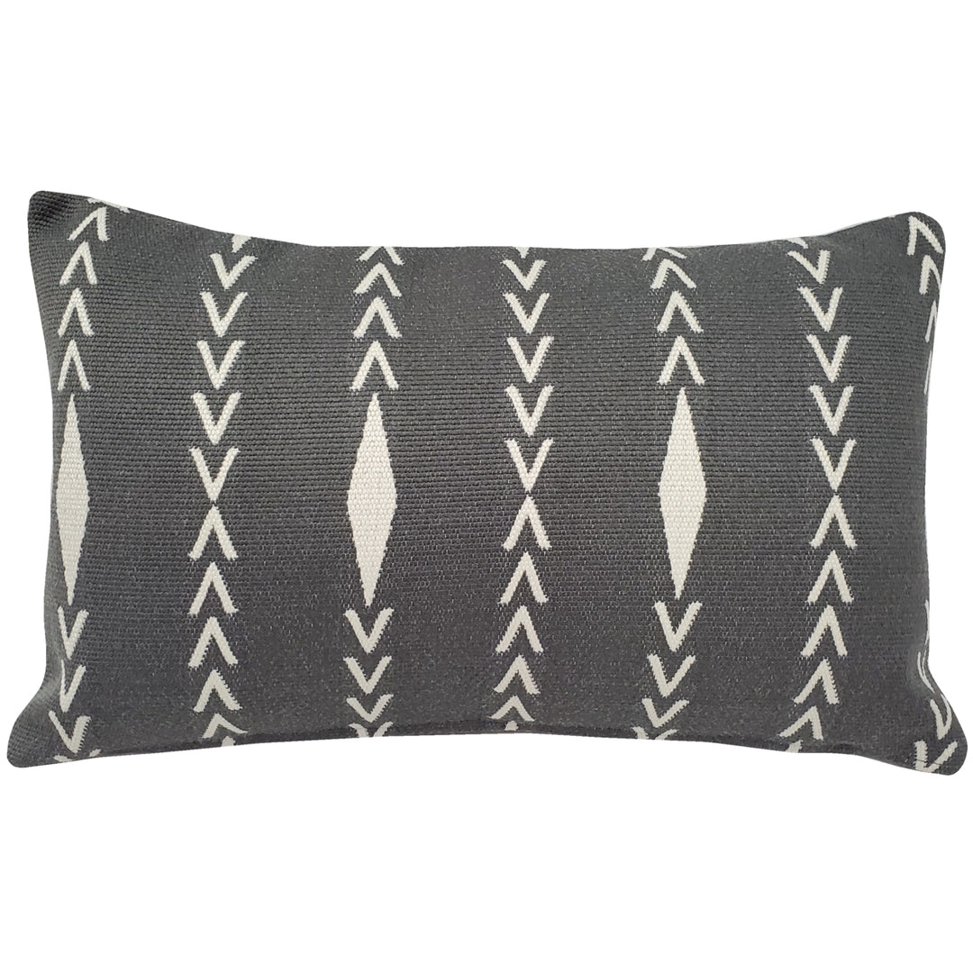 Diamond Ray Charcoal Gray Throw Pillow 12x20 Polyester with Polyfill Insert Image 1