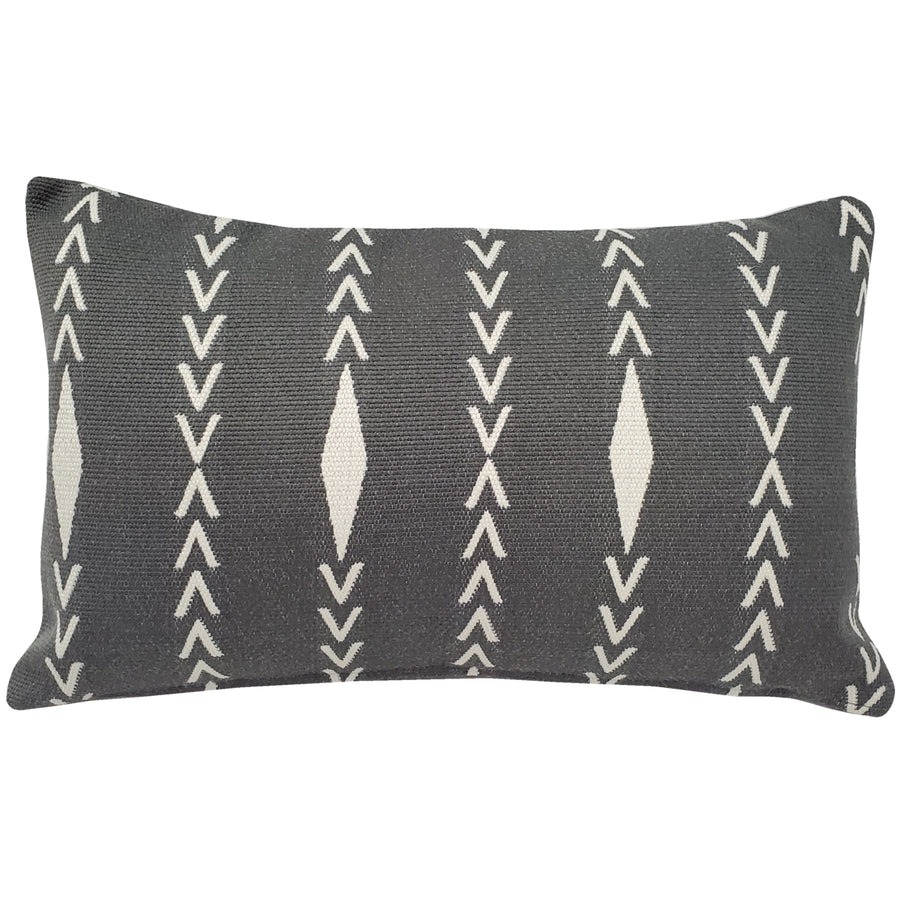 Diamond Ray Charcoal Gray Throw Pillow 12x20, with Polyfill Insert Image 1