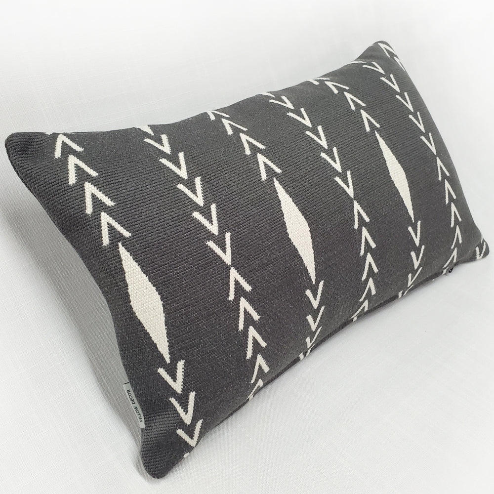 Diamond Ray Charcoal Gray Throw Pillow 12x20, with Polyfill Insert Image 2