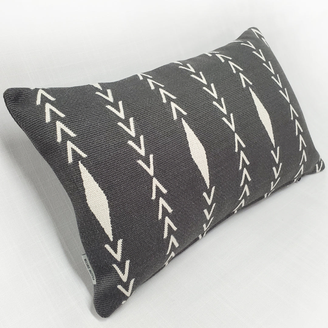 Diamond Ray Charcoal Gray Throw Pillow 12x20 Polyester with Polyfill Insert Image 2