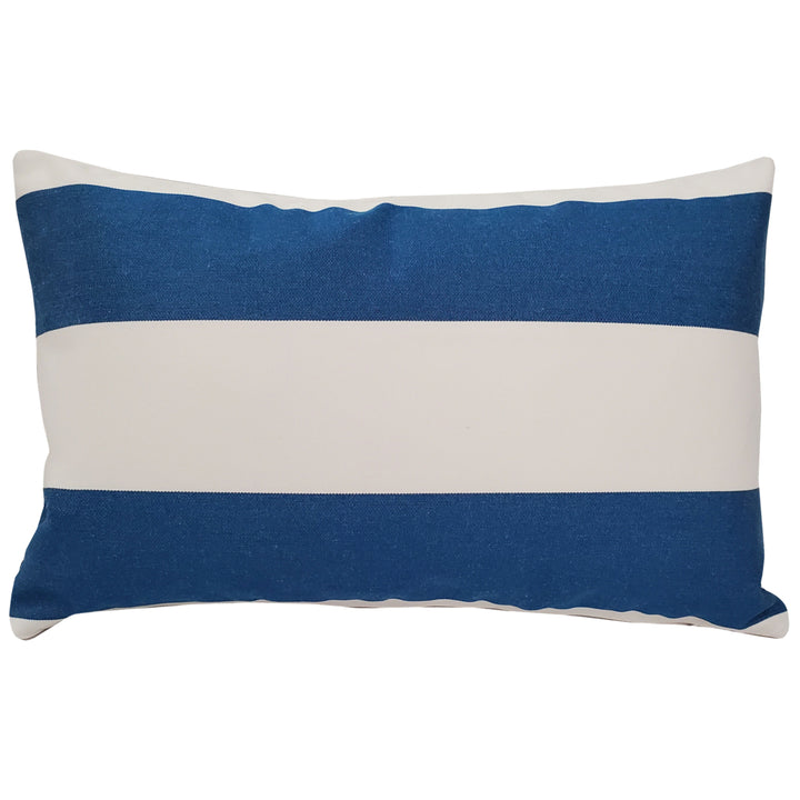 Sunbrella Outdoor Pillow 12x19 Cabana Regatta Stripes Blue White Polyfill Insert Image 1