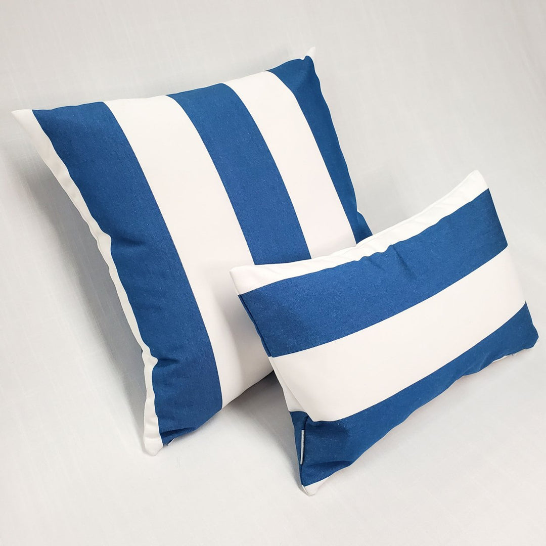 Sunbrella Outdoor Pillow 12x19 Cabana Regatta Stripes Blue White Polyfill Insert Image 4