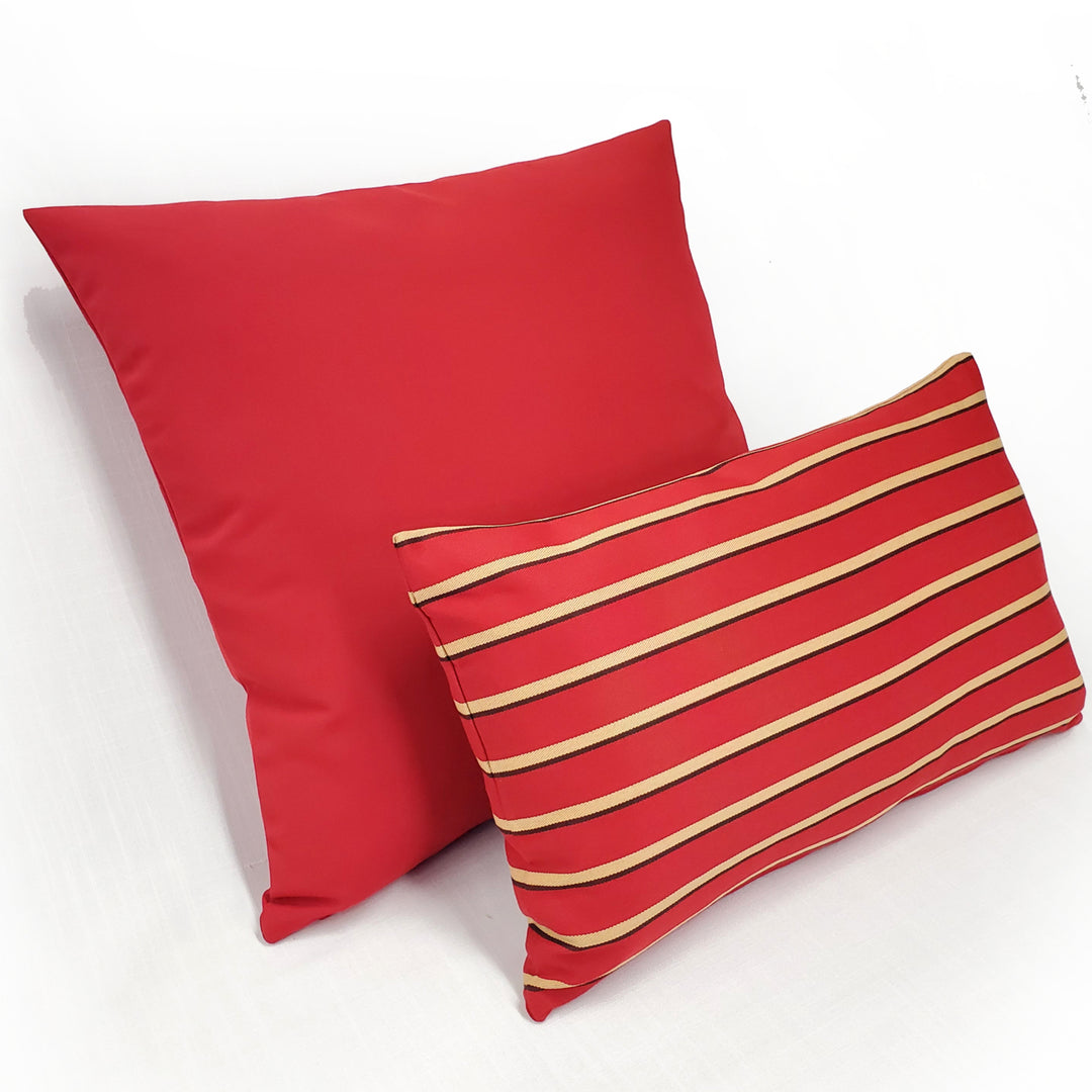 Sunbrella Jockey Red Outdoor Pillow 20x20 Square with Polyfill Insert Waterproof Image 5