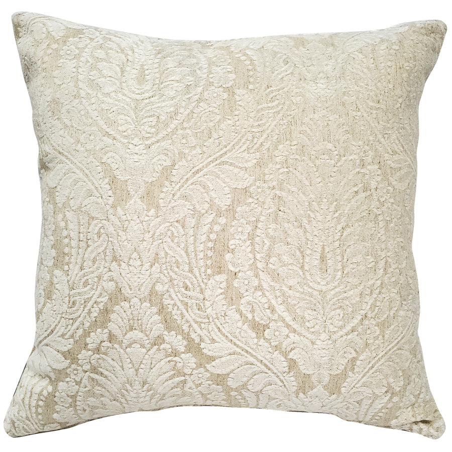 Jacquard Damask Cream Throw Pillow 19x19 with Polyfill Insert Decorative Cushion Image 1