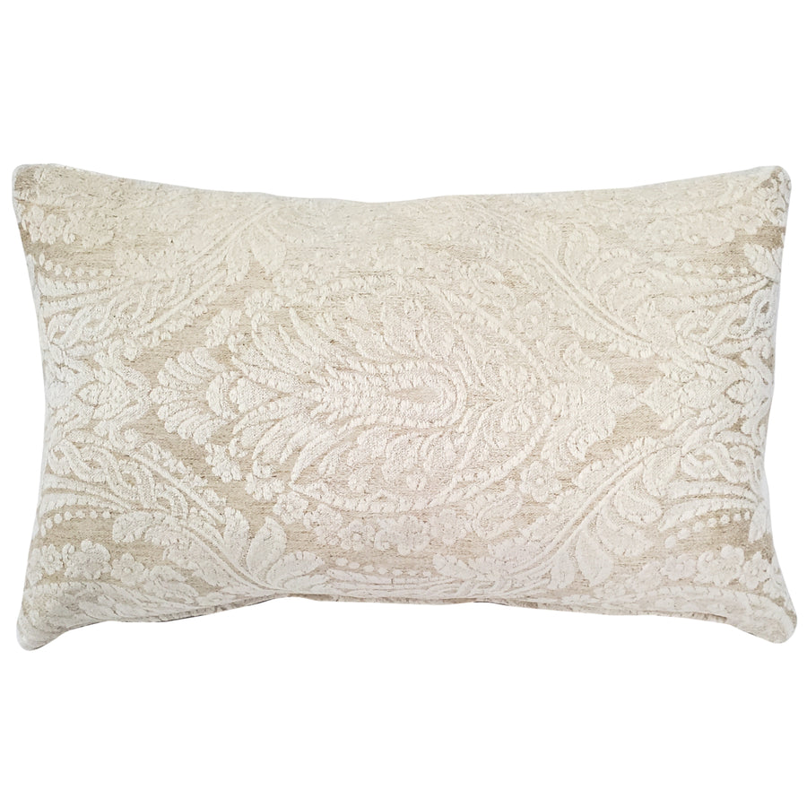 Jacquard Damask in Cream Throw Pillow 12x19, with Polyfill Insert Image 1