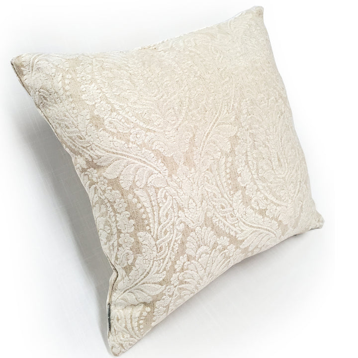 Jacquard Damask Cream Throw Pillow 19x19 with Polyfill Insert Decorative Cushion Image 3