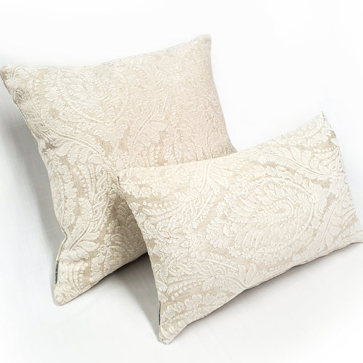 Jacquard Damask Cream Throw Pillow 19x19 with Polyfill Insert Decorative Cushion Image 4