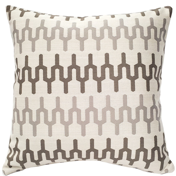 Wake Stone Edge Outdoor Pillow 19x19 Geometric Taupe Coffee Brown Sunbrella Image 1