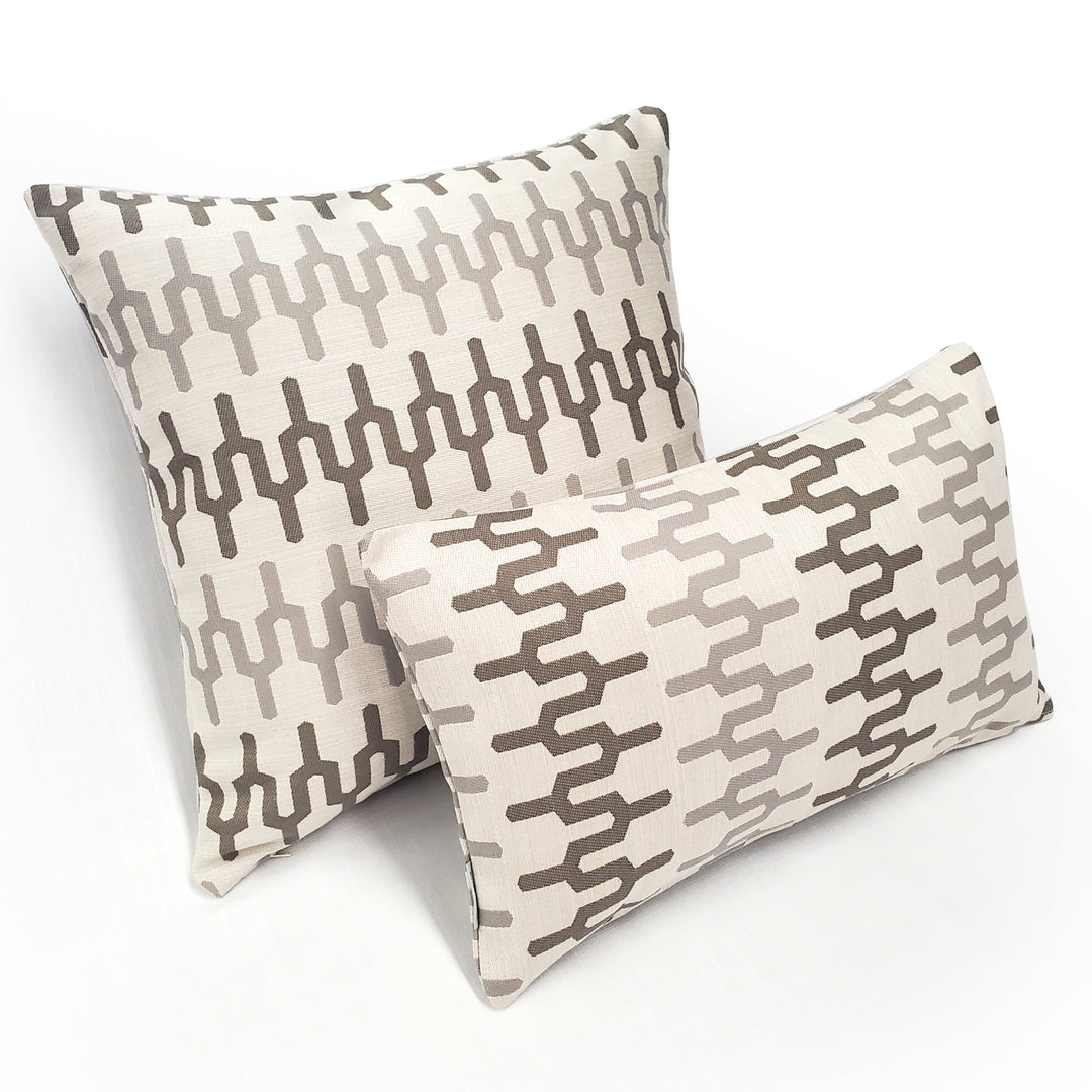 Wake Stone Edge Outdoor Pillow 19x19 Geometric Taupe Coffee Brown Sunbrella Image 2