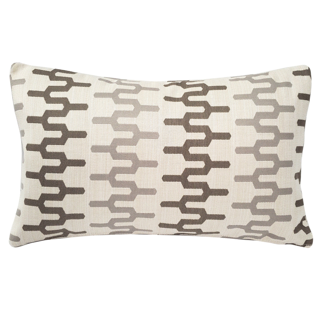 Wake Stone Edge Geometric Outdoor Pillow 12x19 Taupe Coffee Beige Acrylic Image 1