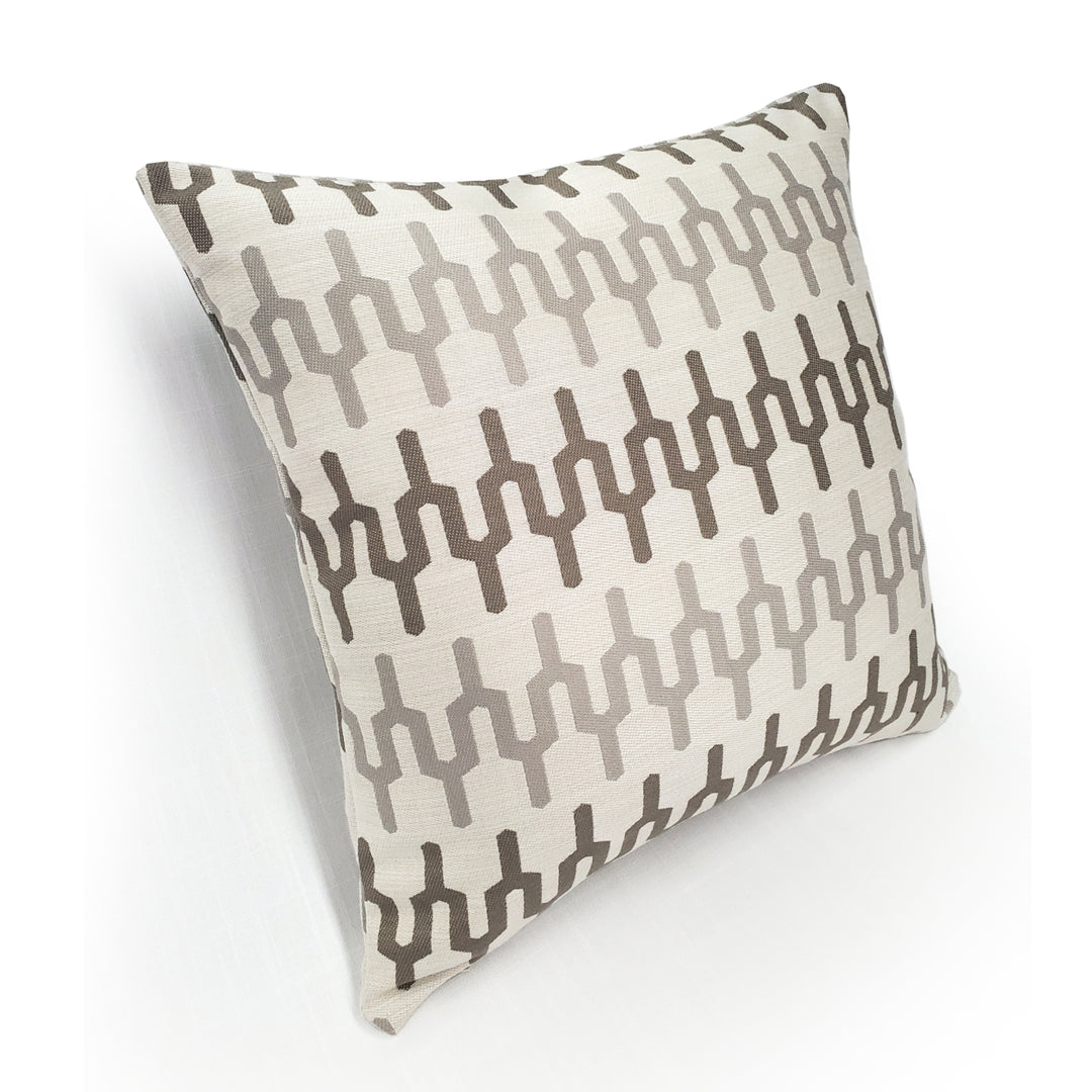 Wake Stone Edge Outdoor Pillow 19x19 Geometric Taupe Coffee Brown Sunbrella Image 4