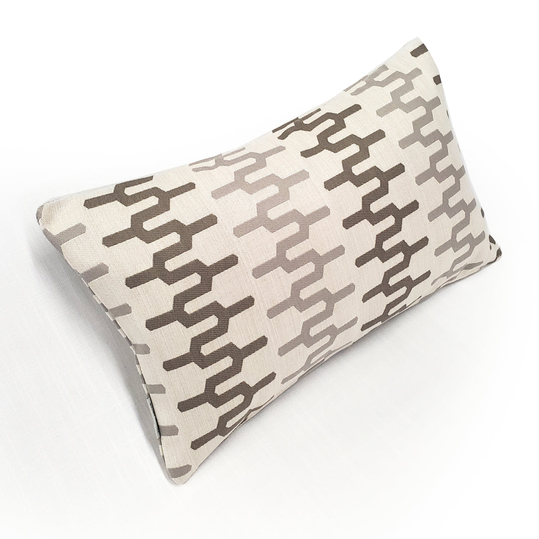 Wake Stone Edge Geometric Outdoor Pillow 12x19 Taupe Coffee Beige Acrylic Image 3