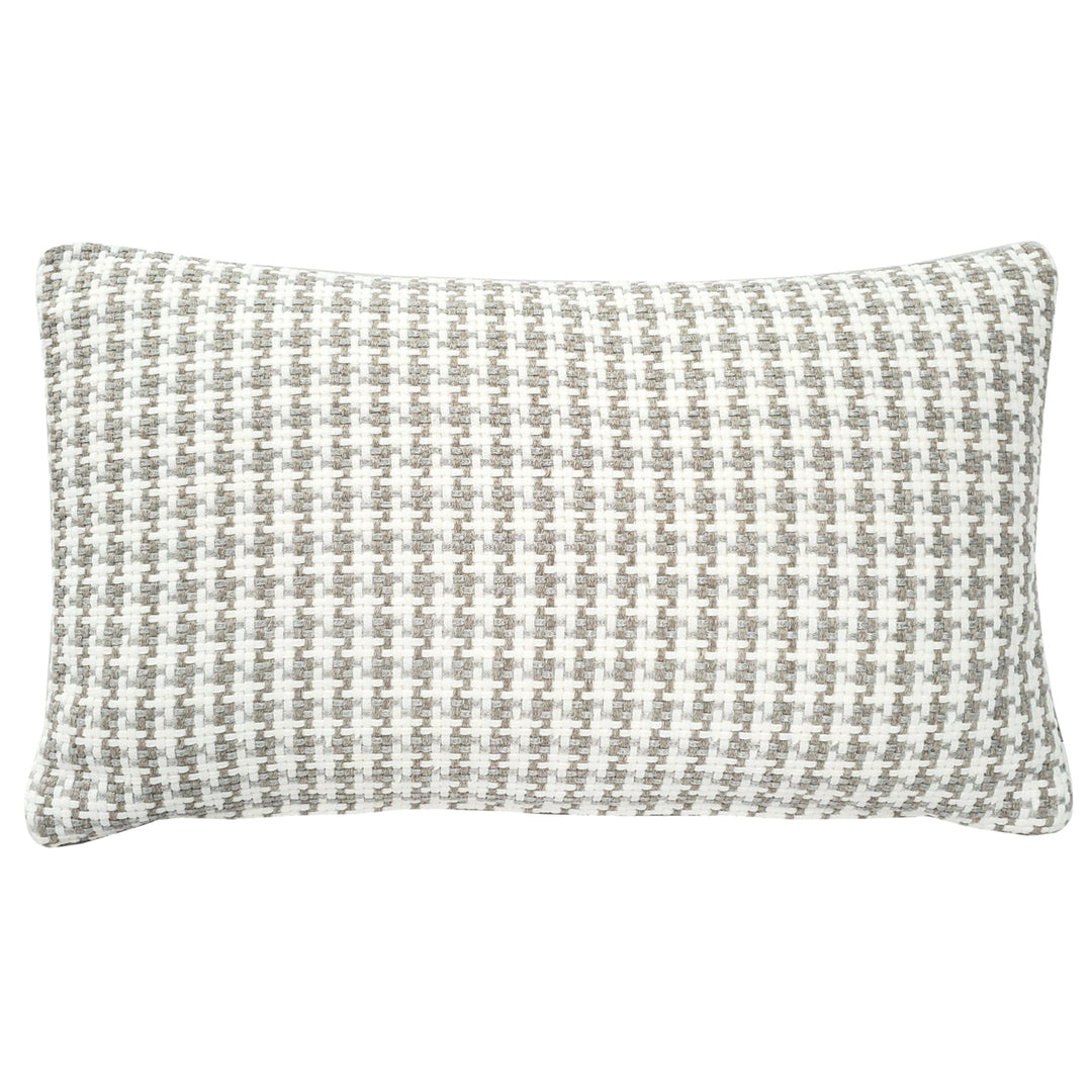 Coco Jicama Houndstooth Outdoor Throw Pillow 12x19 Polyfill Insert Durable Fabric Image 1