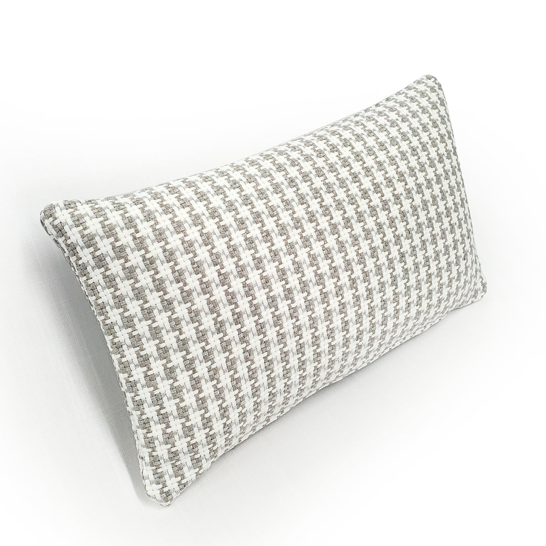 Coco Jicama Houndstooth Outdoor Throw Pillow 12x19 Polyfill Insert Durable Fabric Image 3