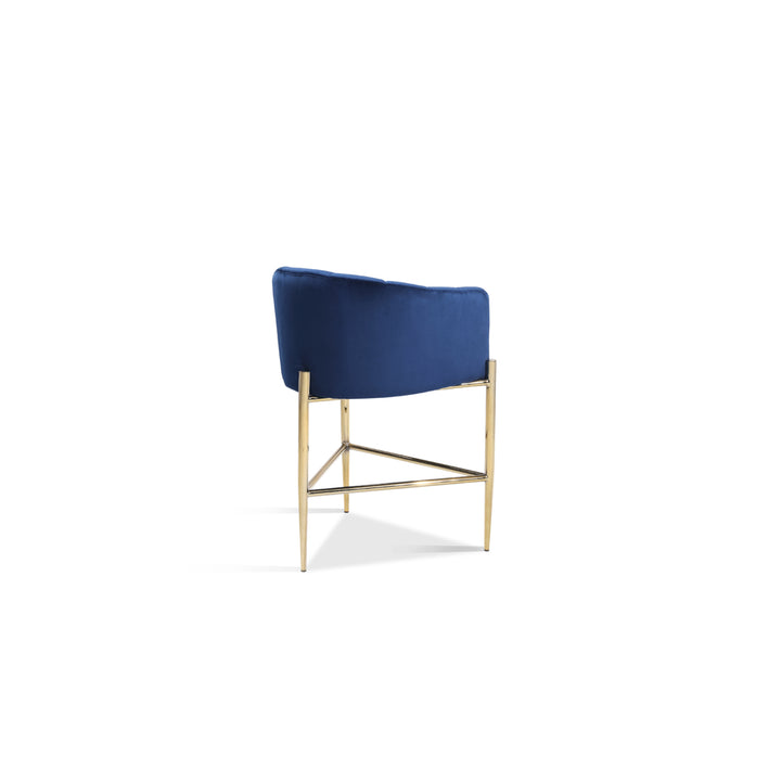 Iconic Home Ardee Counter Stool Chair Velvet Upholstered Shelter Arm Shell Design 3 Legged Gold Tone Solid Metal Base Image 3