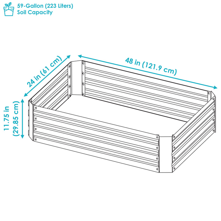 Sunnydaze Galvanized Steel Rectangle Raised Garden Bed - 48 in - Brown Image 3