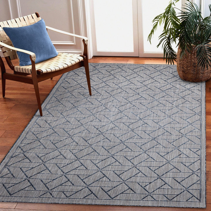 Liora Manne Carmel Pyramid Indoor Outdoor Rug Navy Power Loomed 5x8 Durable Image 1