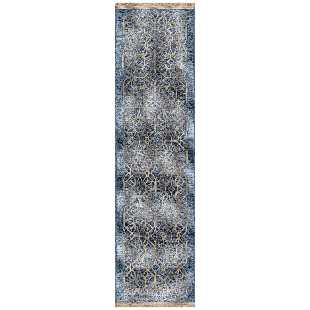 Liora Manne Mercer Tracery Indoor Rug Blue 50% Chenille 50% Jute Geometric Design Image 4