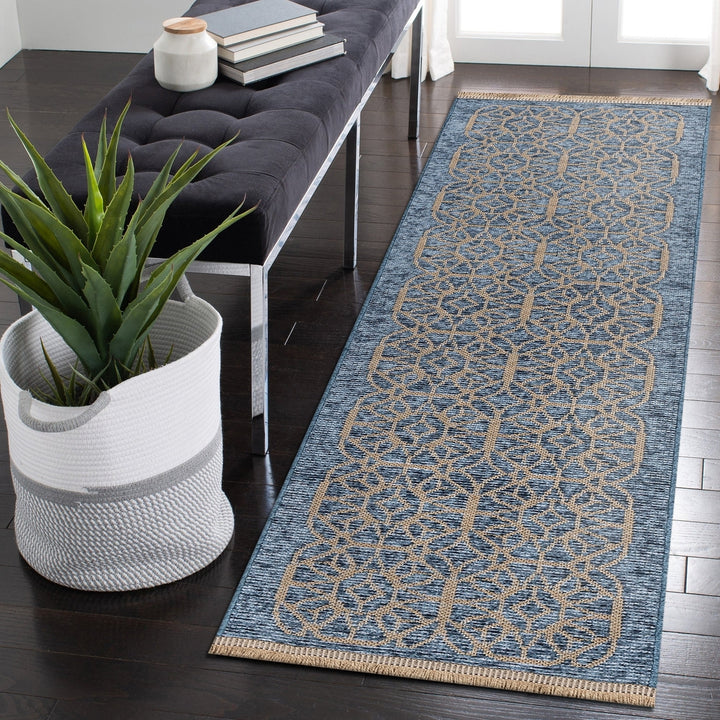 Liora Manne Mercer Tracery Indoor Rug Blue 50% Chenille 50% Jute Geometric Design Image 5