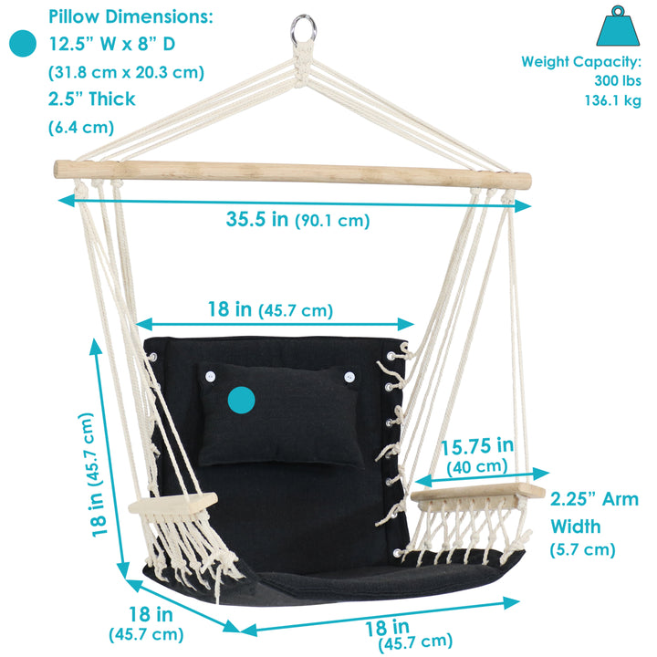 Sunnydaze Polycotton Padded Hammock Chair with Spreader Bar - Storm Image 3