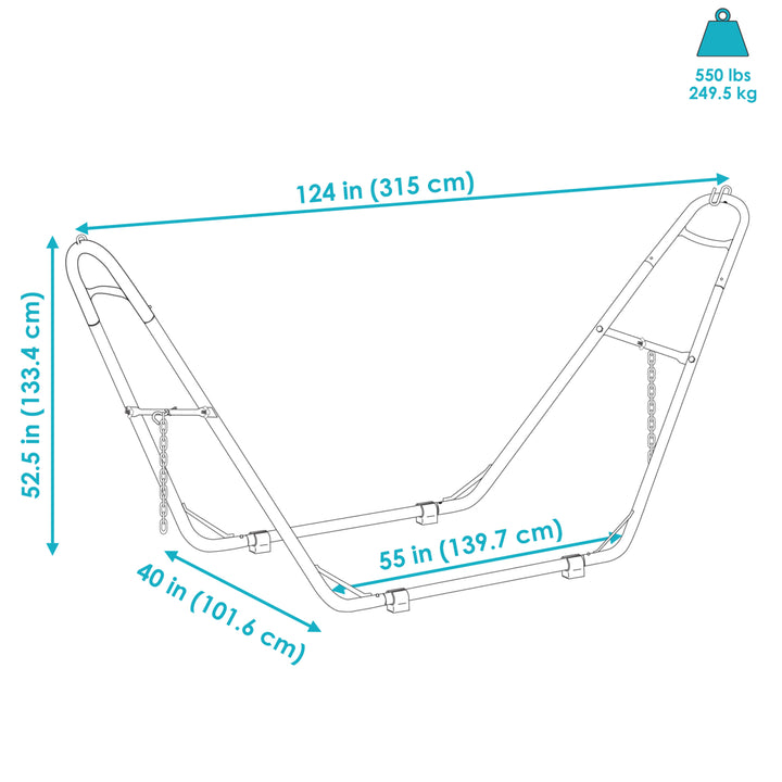 Sunnydaze Powder-Coated Steel Universal Hammock Stand - Blue - 124 in Image 3