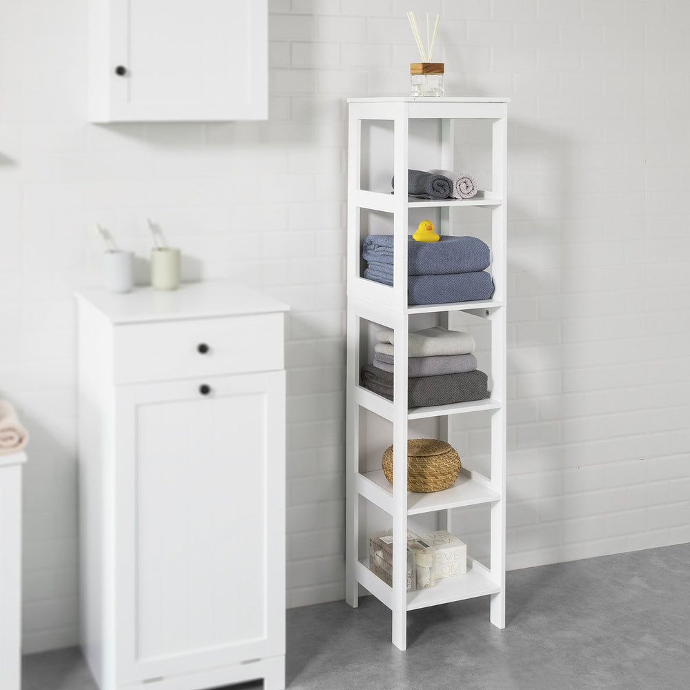Haotian BZR14-W,Floor Standing Tall Bathroom Storage Cabinet with Shelves ,Linen Tower Bath Cabinet, Cabinet with Shelf Image 2
