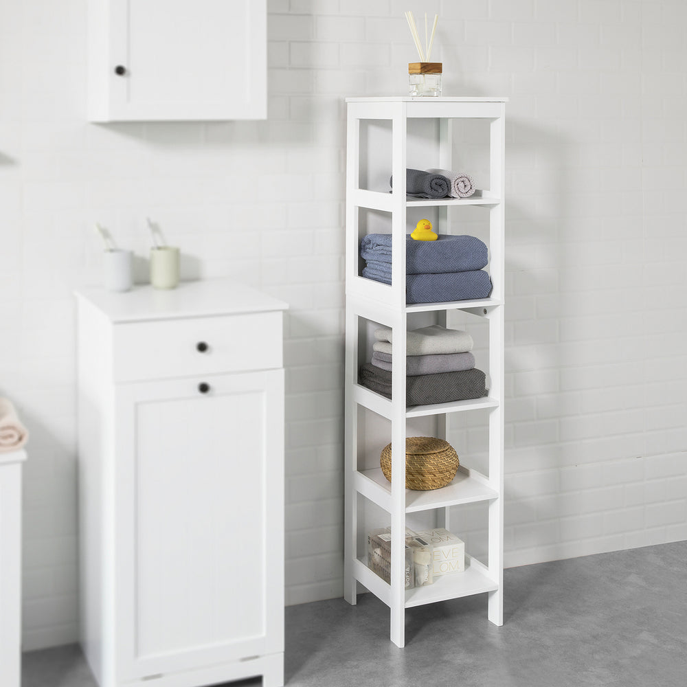 Haotian BZR14-W,Floor Standing Tall Bathroom Storage Cabinet with Shelves ,Linen Tower Bath Cabinet, Cabinet with Shelf Image 2