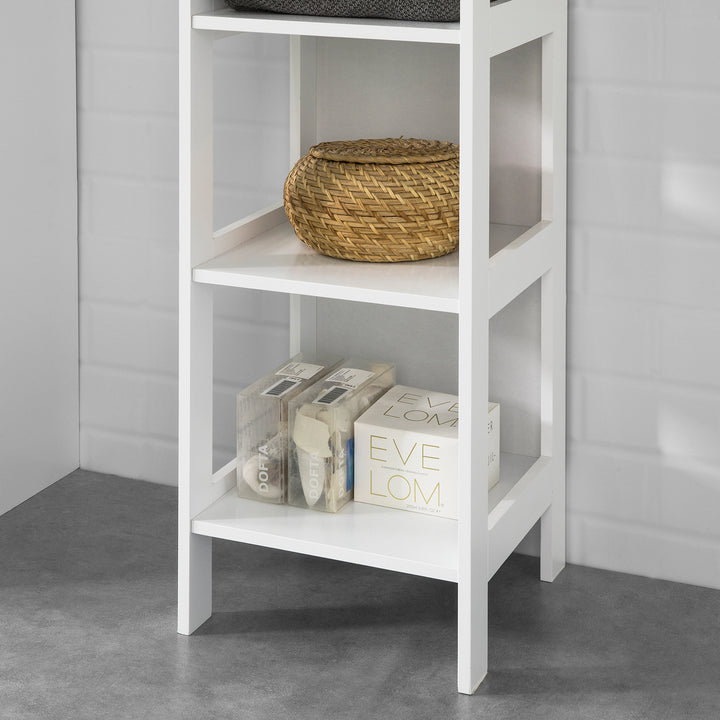 Haotian BZR14-W White Bathroom Storage Cabinet 5 Shelves 54.7 inch Linen Tower Image 6