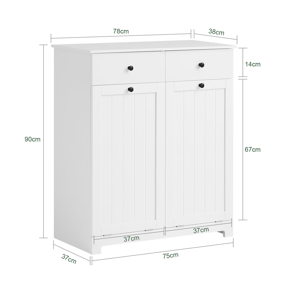 Haotian BZR33-W, White Bathroom Laundry Cabinet with 2 Baskets and 2 Drawers Image 2