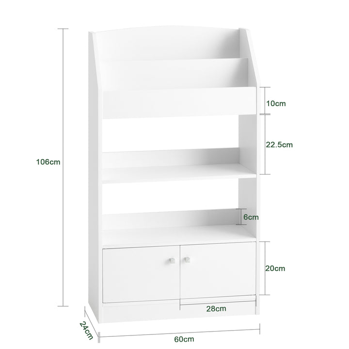 Haotian KMB11-W Book Display Shelf White MDF Kids Storage Rack 23.6x9.4x41.5in Image 2