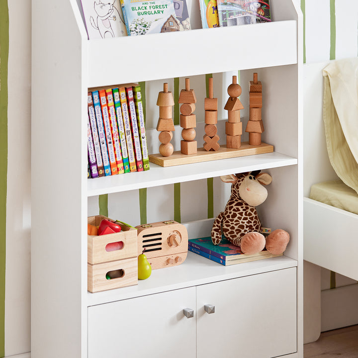 Haotian KMB11-W Book Display Shelf White MDF Kids Storage Rack 23.6x9.4x41.5in Image 6