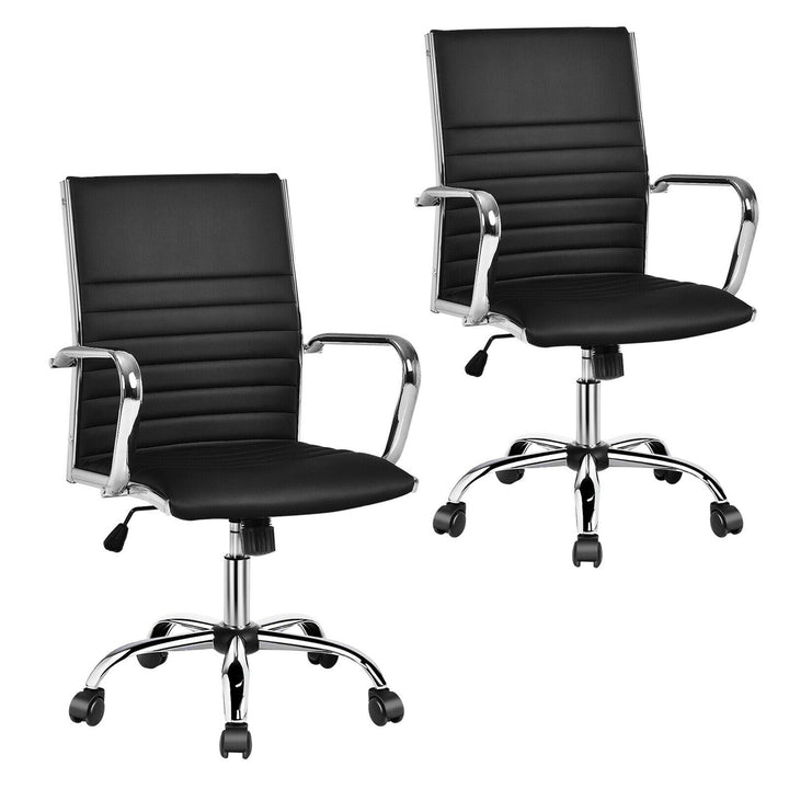 PU Leather Office Chair High Back Conference Task Chair w/Armrests Image 5