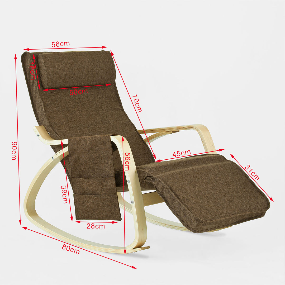 Haotian FST18-BR, Comfortable Relax Rocking Chair, Gliders,Lounge Chair Recliners with Adjustable Footrest and Side Image 5