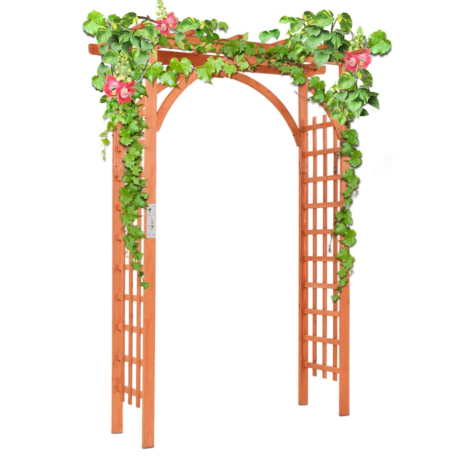 Premium Outdoor Wooden Cedar Arbor Arch Pergola Trellis Wood Garden Yard Lattice Image 1